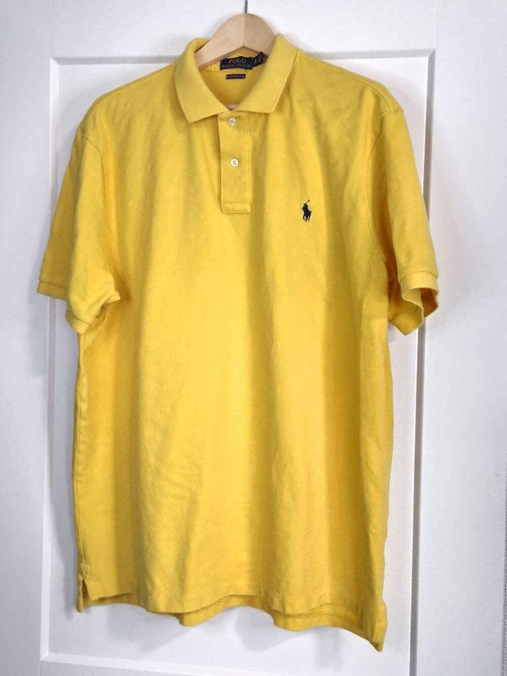 Polo Ralph Lauren Mens XL Yellow Polo Shirt Short Sleeve Casual Small Mark